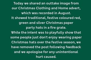 M&S apologises for post showing burning Christmas party hats in colours of Palestinian flag