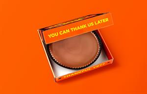 The pie is a 3.4-pound peanut butter cup with a nine-inch diameter.