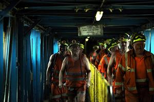 Coal miners finish the final shift at Kellingley Colliery in Yorkshire. Credit: Nigel Roddis and Getty Images