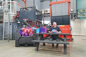 Simon Almond: manufacturing a picnic table uses 104kg of recycled waste plastic
