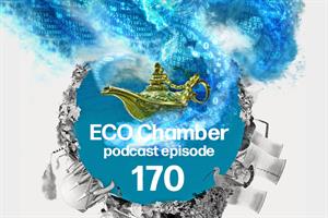 A picture of a lamp with code and data pouring out representative of a genie