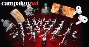 Clip art collage of photo cutouts Campaign Red logo