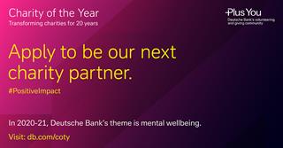 New opportunity to be Deutsche Bank's UK Charity of the Year - for two years
