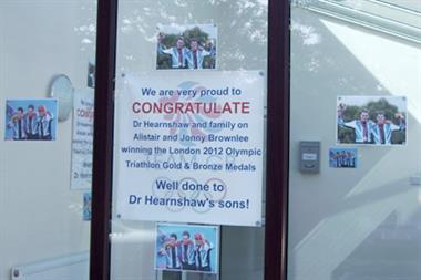 Posters decorating Dr Hearnshaw's practice