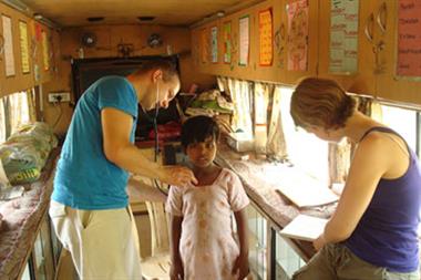 Dr Reeves and Dr Stirling work in a clinic at New Delhi railway station