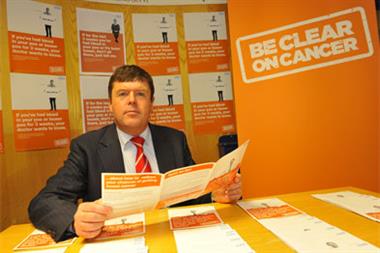 Paul Burstow MP unveils the 'Be Clear on Cancer' campaign, which started in January this year (Photograph: DH)