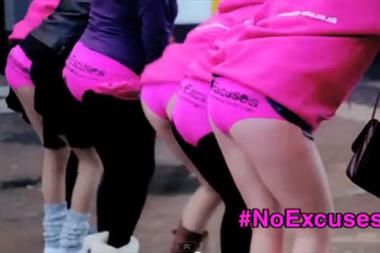 Skirts tucked in knickers for cervical screening campaign flashmob video.