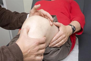 Inspect the knee for swelling caused by joint effusion due to osteoarthritis or meniscal tear (Photograph: SPL)