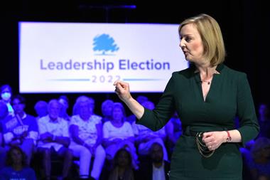 Conservative Party leadership candidate and foreign secretary Liz Truss