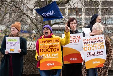 Junior doctors on strike in March this year in London