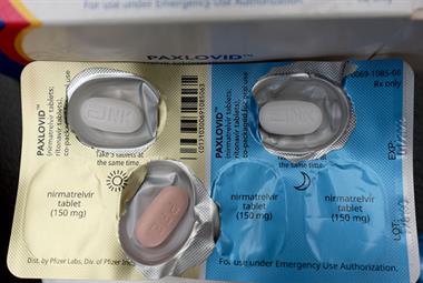 Blister pack of Paxlovid tablets
