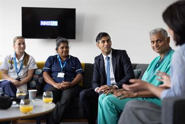 Prime minister Rishi Sunak speaks to NHS staff ahead of launching the NHS workforce plan