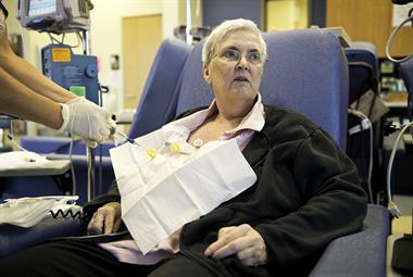 Female patient undergoing chemotherapy