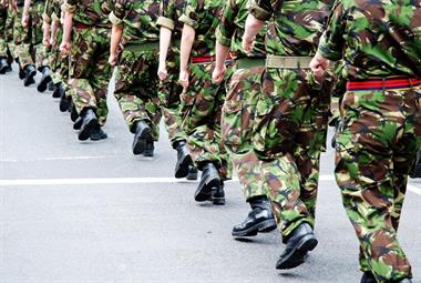 British Army soldiers marching