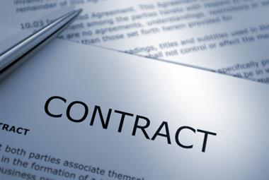 Close up on contract document