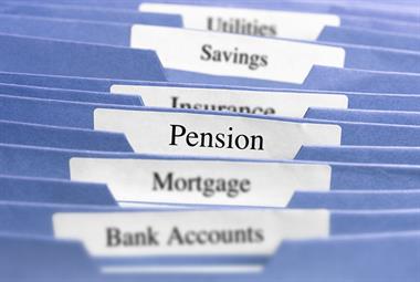 Personal finance folders focused on one called pension
