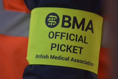 Close up of BMA official picket armband