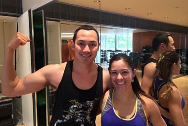 Dr Allen (left) with his fitness instructor. 'Coaching will come naturally as a GP as it is something we do with our patients.' Pic: Paul Ross