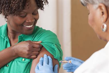 Patient receiving flu vaccination
