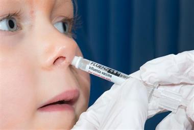 Flu vaccination: nasal spray offered to children (Photo: SPL)