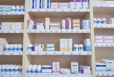 Medicines on shelves