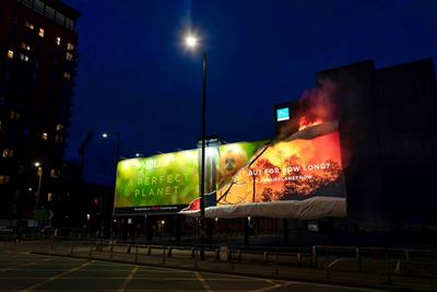 roadside poster advertises BBC programming about the environment