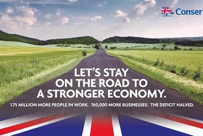 Conservative Party: poster was mocked for featuring a German road