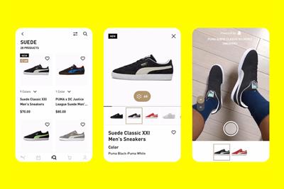Snapchat's new AR feature which allows users to shop in-app.