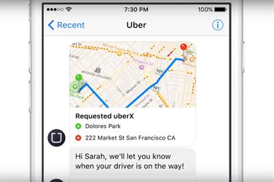Facebook users in select locations in the US can now request an Uber via Messenger (YouTube/Uber)