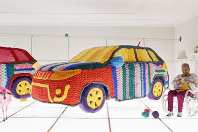 Car wearing a knitted jumper