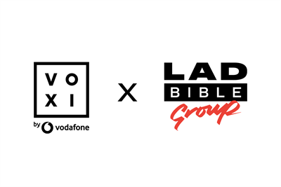Voxi and LadBible Group logos on white background