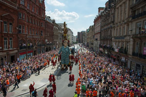 Giant marionettes walked Liverpool's streets last week
