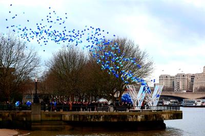 Hundreds of balloons were released in London this morning