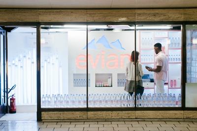 Evian's store is located in Piccadilly Circus tube station
