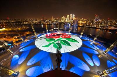 O2's light projection on the roof of its namesake venue formed part of the brand's RWC campaign