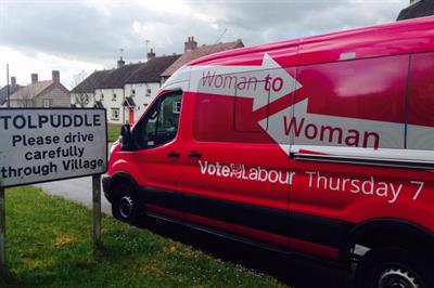 Labour's pink bus targeted the female electorate (@HarrietHarman)