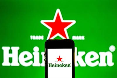 Smart phone displaying Heineken logo