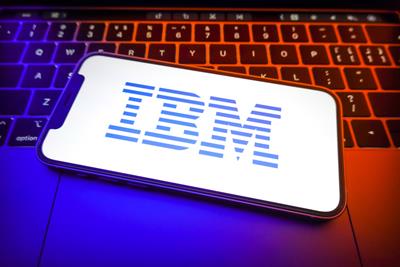Smart phone displaying IBM logo
