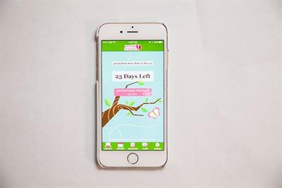 Smart phone displaying Period Tracker app