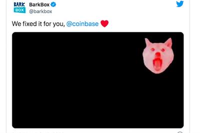 Barkbox replaced Coinbase's QR code ad with a dog head