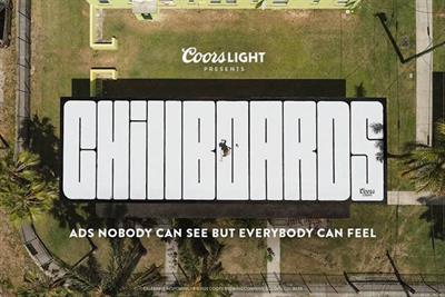 Coors Light ad reading "Ads nobody can see but everybody can feel"
