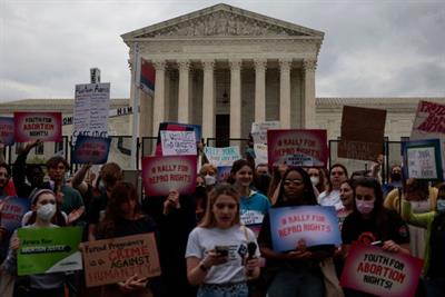 Pro-life protestors outside the Supreme Court