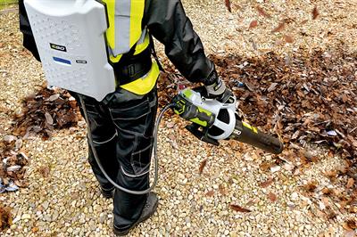 EGO backpack blower: can run for two hours and features padded adjustable harness - image: EGOPower+