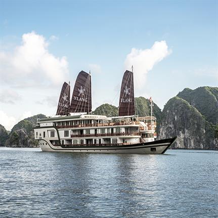 The Ylang Cruise: the latest and most colourful member of the Heritage Line’s ship collection in Lan Ha Bay