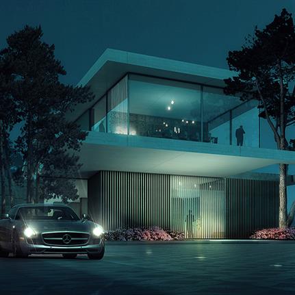 Precision detailing and simple geometry lets building sit in the Switzerland landscape