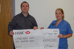 Venues Event Management's Jason Cardy presents Swindon's Great Western Hospital fundraising proceeds