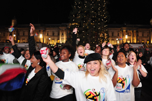 South African Tourism celebrates the 2010 Fifa World Cup draw in Trafalgar Square