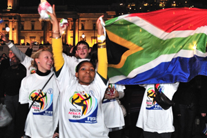 South African Tourism celebrates the 2010 Fifa World Cup draw in Trafalgar Square