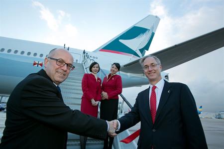 Angus Barclay, Cathay Pacific (right) and Charlie Cornish, Manchester Airports Group (left)