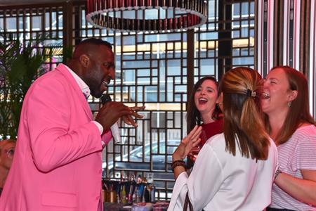 Singer Fil Straughan performing for guests